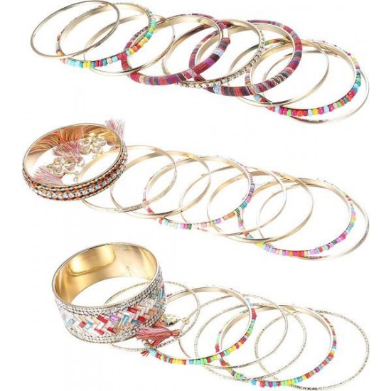 Bangle Stackable Bracelet Set For Women Layering Statement Bead Wrap Bangle Bohemian Indian Colorful Bracelet Fashion